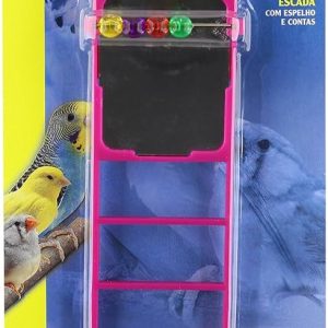 סולם פלסטיק צבעוני עם מראה דו‑צדדית וחרוזים לתוכי — צעצוע תלוי מעודד טיפוס וגירוי חזותי.