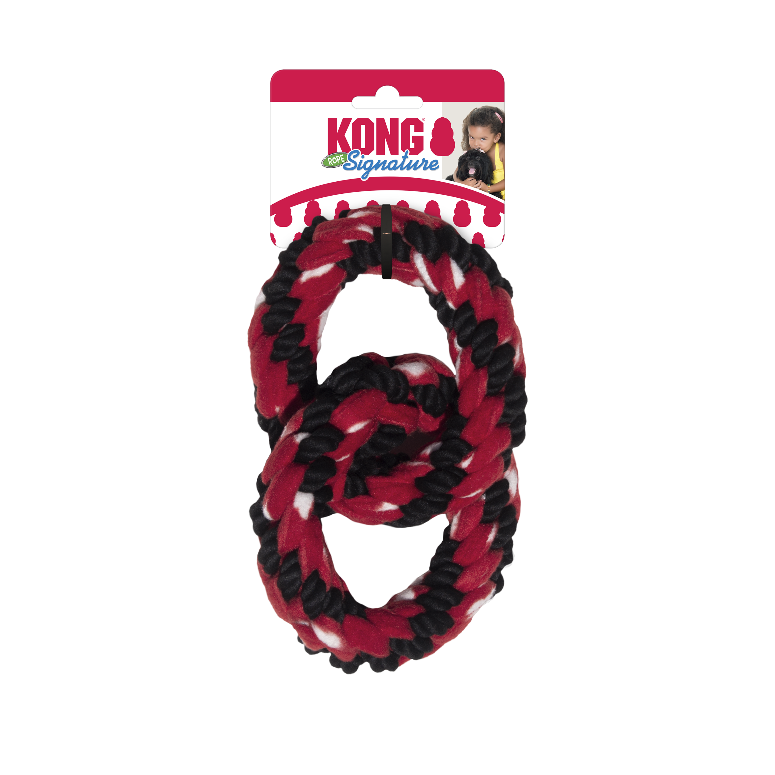 חבל משחק KONG Signature Double Ring Tug – חבל קשיח ומתוח עם שתי טבעות לשני שחקנים