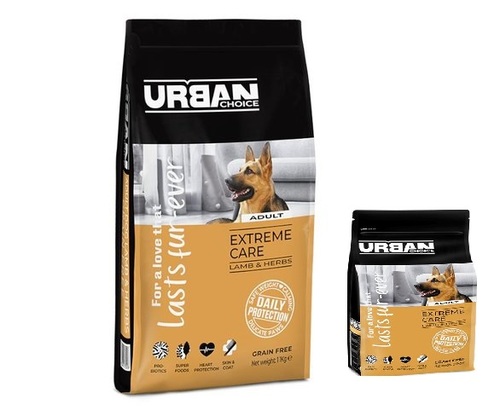 מזון יבש מזין היפואלרגני ללא דגנים מכיל 25% חלבון מכבש איכותי