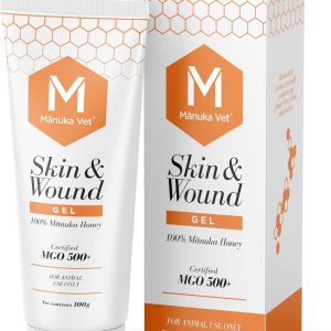 מאנוקה וט ג’ל דבש מנוקה רפואי MGO 350+ ו-500+ לטיפול בפצעים לכלבים וסוסים, במרקם ג’ל.