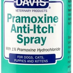בקבוק ספריי נגד גירודים Davis עם פרהמוקסין 1%, להקלה על גירויים ותגובות אלרגיות בעור של כלבים וחתולים.