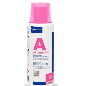 בקבוק 250 מ"ל של וירבק שמפו רפואי אלרמיל לטיפול בעור רגיש של כלבים.