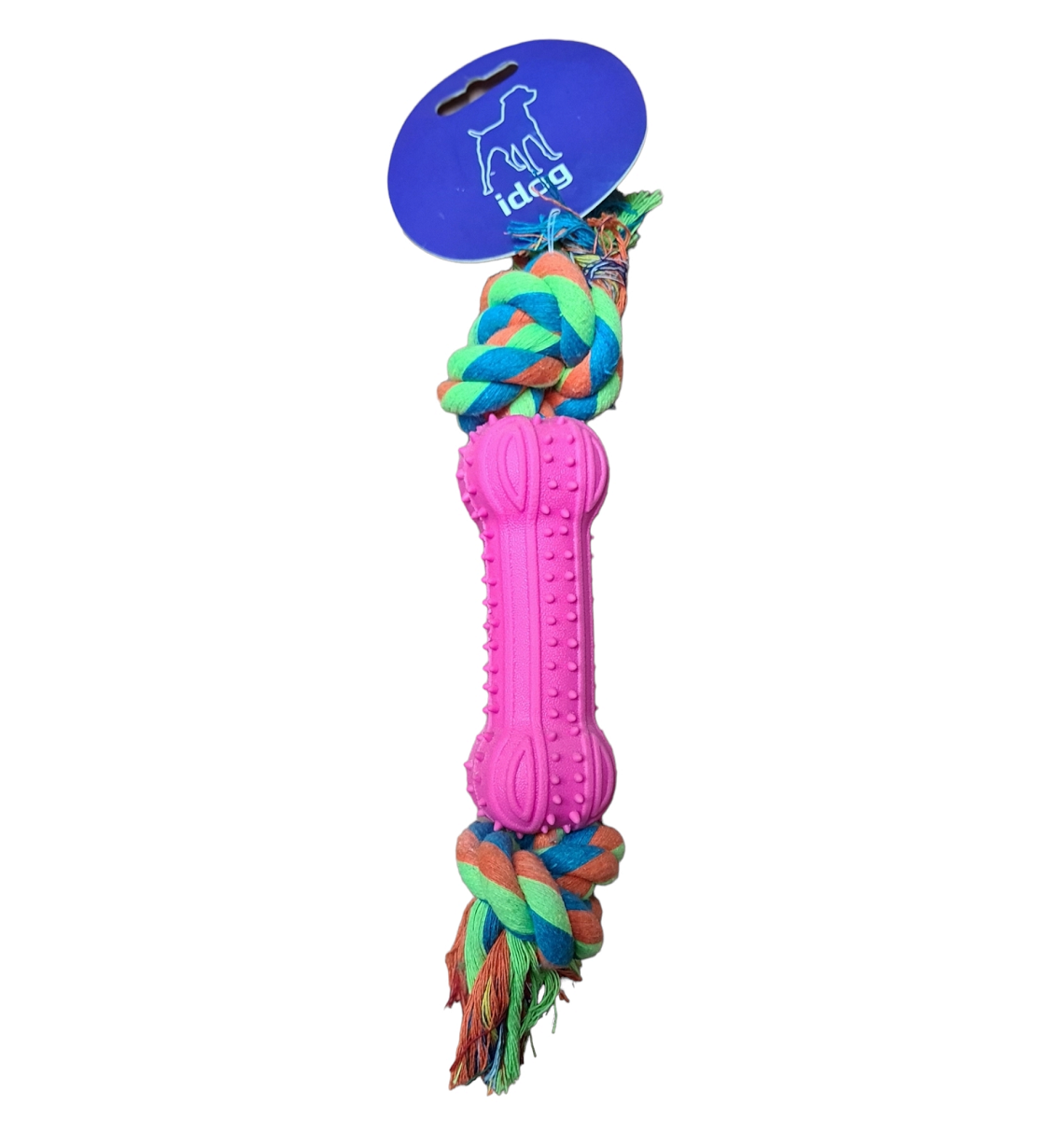 חבל נשיכה באורך 25 ס"מ עשוי בד כותנה עם ידית אדומה – צעצוע אינטראקטיבי לכלב.