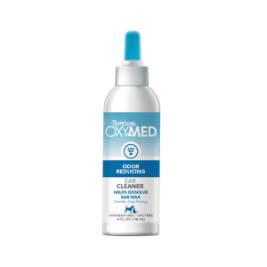 TropiClean OxyMed Ear Cleaner – בקבוק 118 מ"ל לניקוי עדין של אוזניים בקרב כלבים וחתולים.