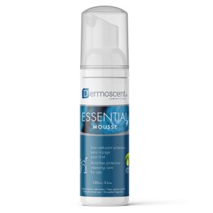 בקבוק מוס Dermoscent Essential 150 מ"ל לניקוי וטיפוח יבש של פרווה ועור רגיש אצל חתולים – ללא שטיפה.