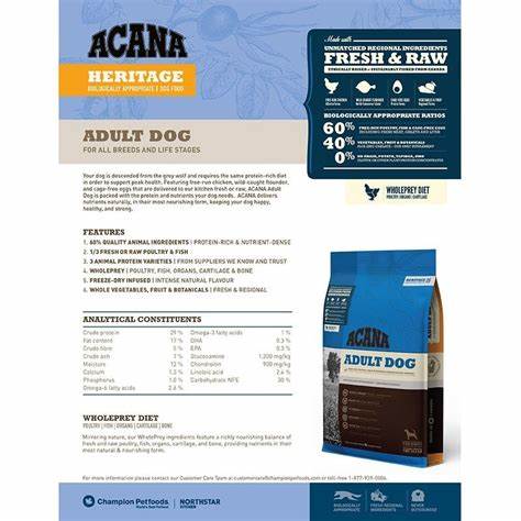 אקאנה Recipe הריטג’ כלב בוגר Acana