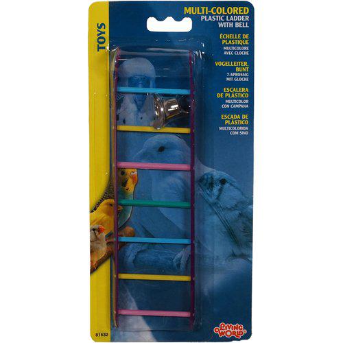 צעצוע תלוי לציפור – סולם פלסטיק עם פעמון צבעוני, מושלם לטיפוס וצעדים בתוך הכלוב.