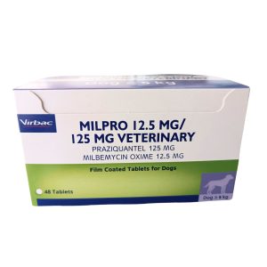 טבליות Milpro 12.5 מ"ג / 125 מ"ג לכלבים – טיפול בתולעים פנימיות בטעם כבד עוף.