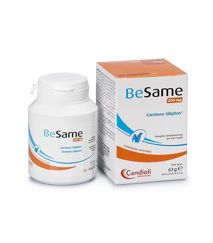 קופסת 30 טבליות BeSame 200 – תוסף תזונה לחיזוק הכבד ואיזון חילוף חומרים, מבוסס Siliphos® ו‑Oxomet®, מתאים לכל כלב וחתול.