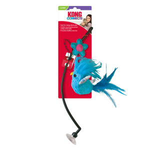 חתול משחק עם חכת קונג בעלת נוצות צבעוניות