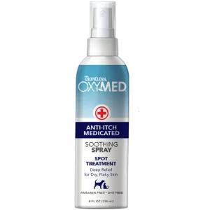 TropiClean OxyMed ספריי להקלה על גרד – 236 מ"ל לכלבים וחתולים.