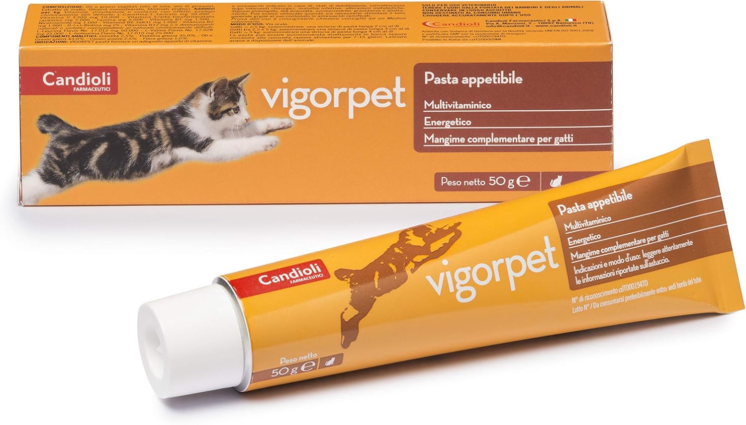 צינור Vigorpet Paste PS121 50 ג' – משחה תזונה עשירה בויטמינים לחתולים, מבית Candioli.