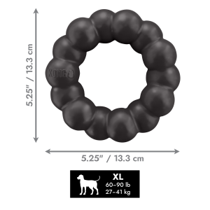 צעצוע קונג XL אקסטרים טבעת – טבעת גומי עמידה בצבע שחור לכלבים גדולים עם צורך לעיסה חזקה במיוחד.