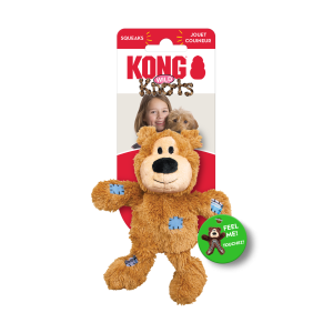 קונג ווילד דב פנים עם חבל – צעצוע כלבים בעמידות גבוהה עם חבל למשחק משיכה