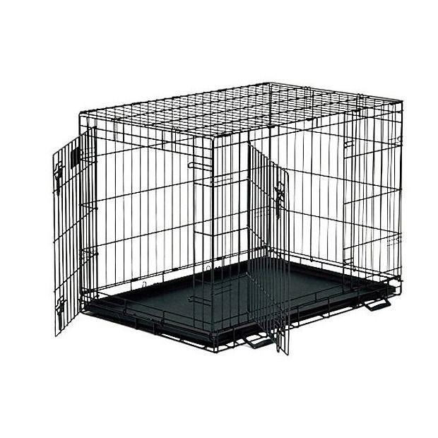 כלוב רשת שחור שתי דלתות לכלב