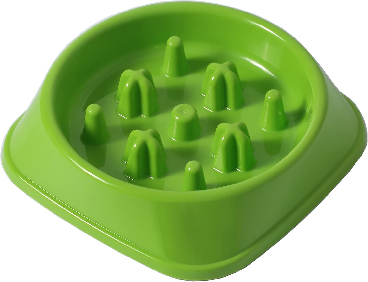 צלחת האכלה איטית מרובעת של Chicopet בגודל 22.2×22.2×5 ס"מ – מתאימה לכלבים קטנים–בינוניים.