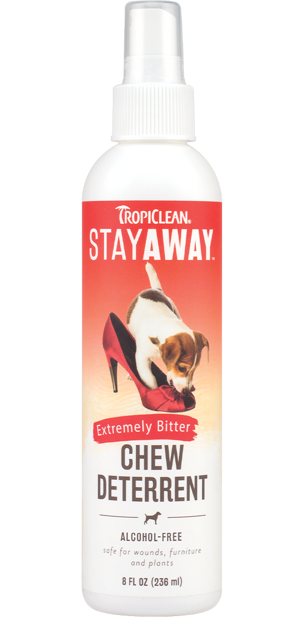 תרסיס TropiClean Stay Away – מרתיע נשיכה וליקוק, 236 מ"ל, לכלבים וחתולים מעל גיל 12 שבועות.