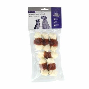 חטיף לעיסה טבעי לכלבים, עטוף בעוף מיובש, מחזק לעיסה, מסייע בניקוי שיניים ומעורר הנאה. מתאים לכל הגדלים.