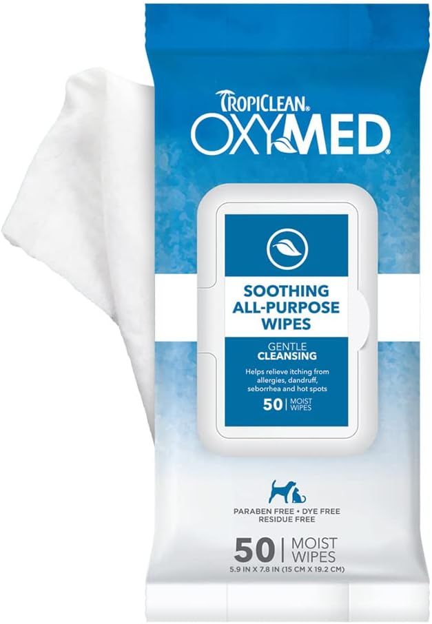 טרופיקלין אוקסימד מגבונים להרגעת העור Tropiclean OxyMed