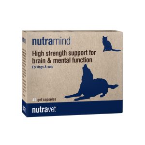 קופסת נוטרהמיינד של Nutravet – 45 קפסולות תמיכה קוגניטיבית לבעלי‑חיים.