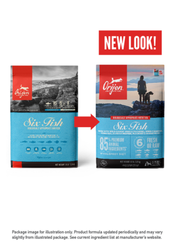 אוריג’ן סיקס פיש לכלב 11.4 החלפת אריזה אוריג’ן סיקס פיש לכלב 11.4 החלפת אריזה
