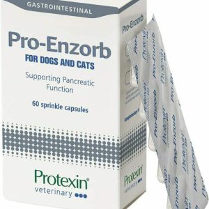 קופסת תוסף מזון פרו אנזורב, 120 גרם, תערובת אנזימים לתמיכה בפעילות הלבלב של חיות מחמד.