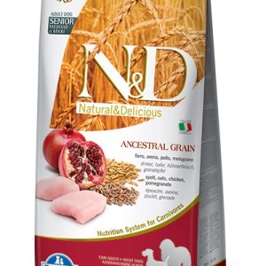 פורמולה סניורית מקיפה עם חלבון איכותי, תוספי מפרקים, פירות אנטי-אוקסידנטים ודגנים קדומים – לאיכות חיים ובריאות לכלבך המבוגר.