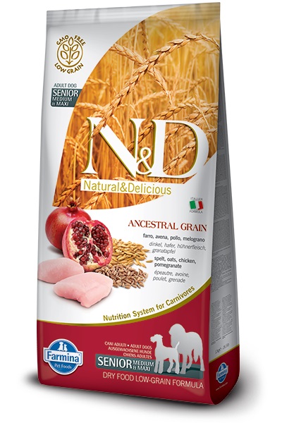 פורמולה סניורית מקיפה עם חלבון איכותי, תוספי מפרקים, פירות אנטי-אוקסידנטים ודגנים קדומים – לאיכות חיים ובריאות לכלבך המבוגר.