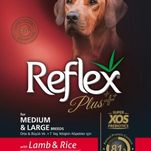 מזון יבש סופר פרימיום לכלבים בוגרים מגזע בינוני וגדול, עם כבש ואורז, תומך במפרקים, עיכול ומשקל תקין.