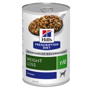 שימורים רפואיים להפחתת משקל בטעם עוף, תכולה של 350 גרם, עם רמות סיבים גבוהות ונוסחה דלת שומן לכלבים עם עודף משקל