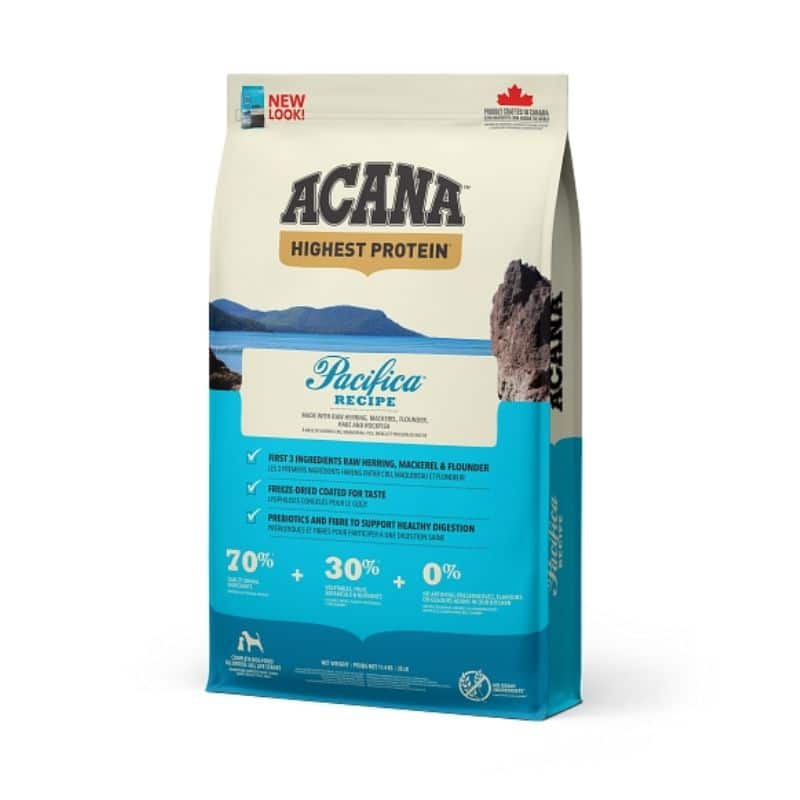 שק מזון יבש לכלבים בוגרים מבוסס דגים טריים מהחוף הפסיפי