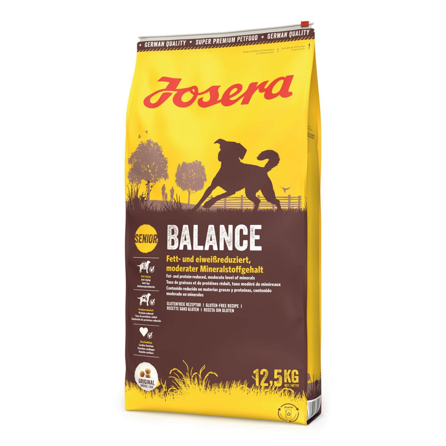 שק מזון Josera Balance לכלבים מבוגרים – מודגש “Senior/Light” עם סימון מופחת שומן וחלבון
