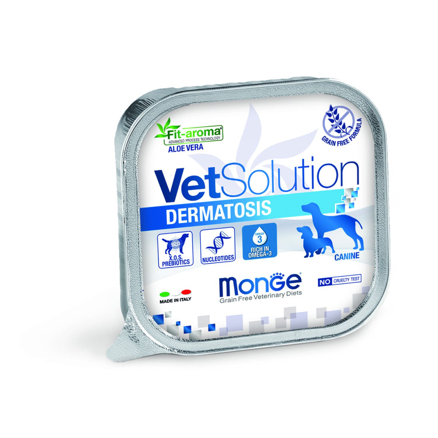 קופסת שימורים 150 ג׳ VetSolution Dermatosis לכלבים – הדגשת תמיכה בעור רגיש ונשירה