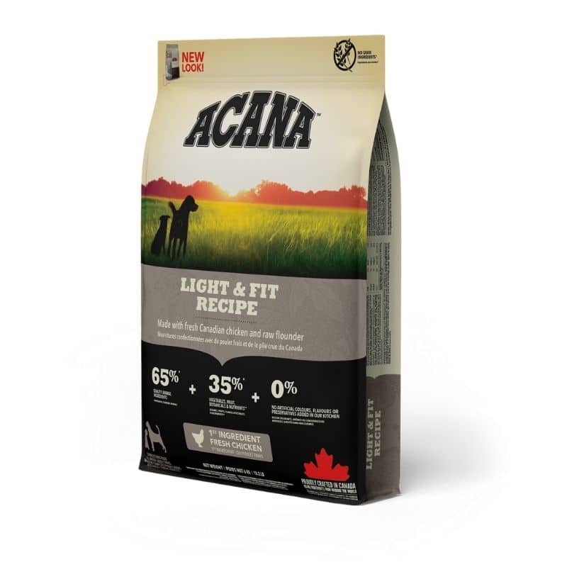 שק מזון יבש דל שומן לכלבים לשמירה על משקל תקין