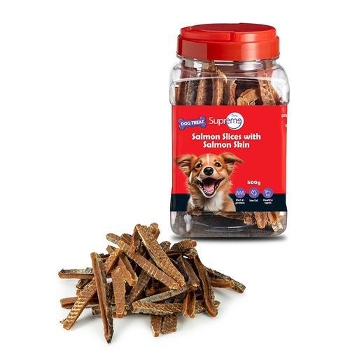 חטיף סופרים500 SUPREME פרוסות סלמון עם עור סלמון