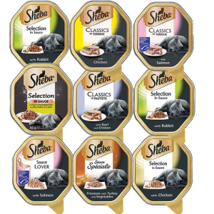 "מתכון גורמה לחתולים מוסמך: מנות של 85 גר’ עם נתחי בשר עסיסיים, ערכים תזונתיים מאוזנים ורוטב לבן סמיך."