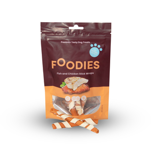 חטיף פודיס מקלות מגולגלים דגים ועוף 100 גר חטיף פודיס מקלות מגולגלים דגים ועוף 100 גר