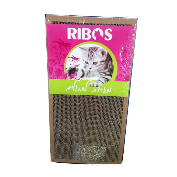 מגרדת קרטון איכותית לחתולים מבית Ribos – דגמי טום, דאבל /כפולה עם קטניפ, מיטיבה עם ציפורניים ומשרתת את החתול באווירה נעימה.