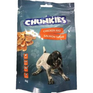 צ’אנקיז חטיף סושי עוף וסלמון לכלב 80 ג Chunkies צ’אנקיז חטיף סושי עוף וסלמון לכלב 80 ג Chunkies
