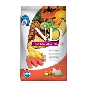 תזונה לגזע קטן עם חלבון מן החי, פירות טרופיים, דגנים עתיקים ותמיכה באנטי‑אוקסידנטים, עור, עיכול והמפרקים.