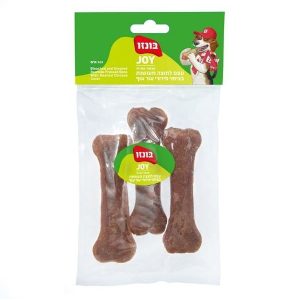 עצם קשר מעושנת בציפוי עוף, זמינה ב־3" 5" 7" – לעיסה טעימה ובריאה, ניקוי שיניים טבעי, ולכלבים בכל גודל. Bonzo Joy האידיאלי לפינוק יומי.