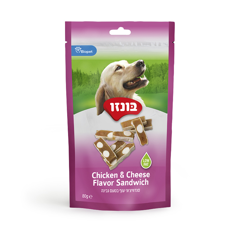 בונזו חטיף סנדוויצ’וני עוף בטעם גבינה 80 ג-Bonzo