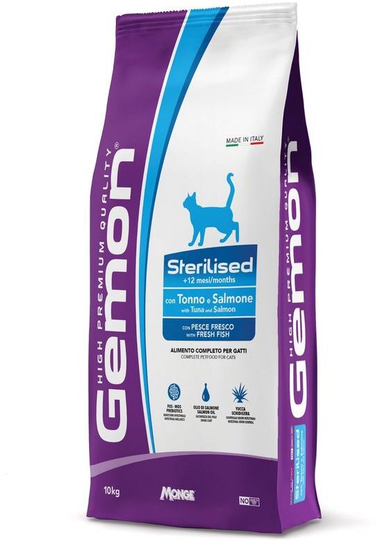 שק גדול של מזון יבש בטעם טונה וסלמון לחתולים מסורסים