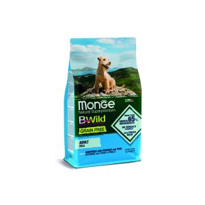 שק מזון יבש לכלבים מגזע קטן – בי־ווילד ללא דגנים בטעם אנשובי, שק כחול בהיר