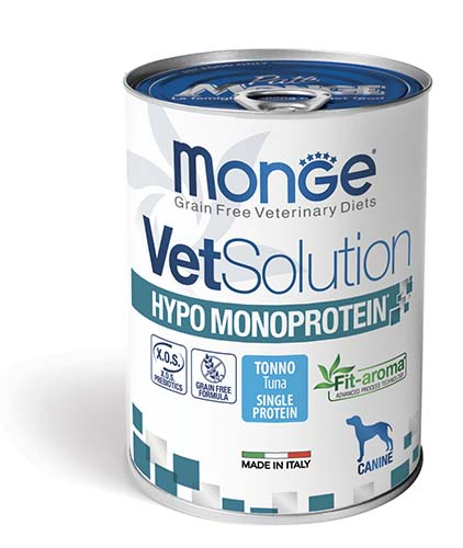 מזון רפואי רטוב לכלבים עם חלבון יחיד, של Monge VetSolution, 400 גרם