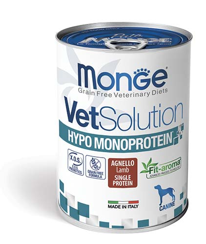 מזון רפואי רטוב לכלבים עם חלבון יחיד, של Monge VetSolution, 400 גרם