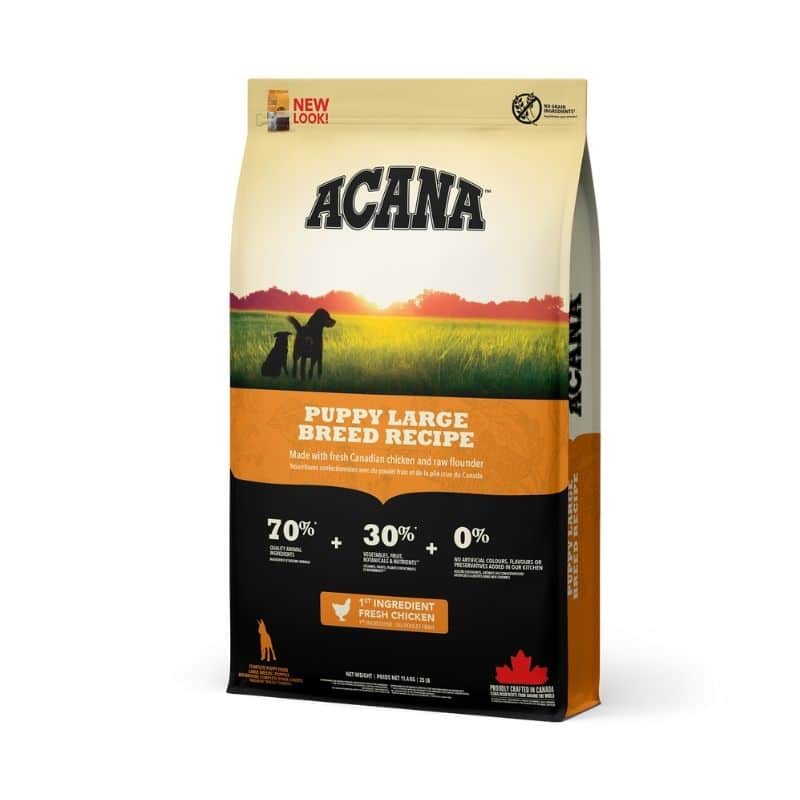 שק מזון יבש לגורי כלבים מגזעים גדולים ACANA Puppy Large Breed – 11.4 ק"ג / 17 ק"ג