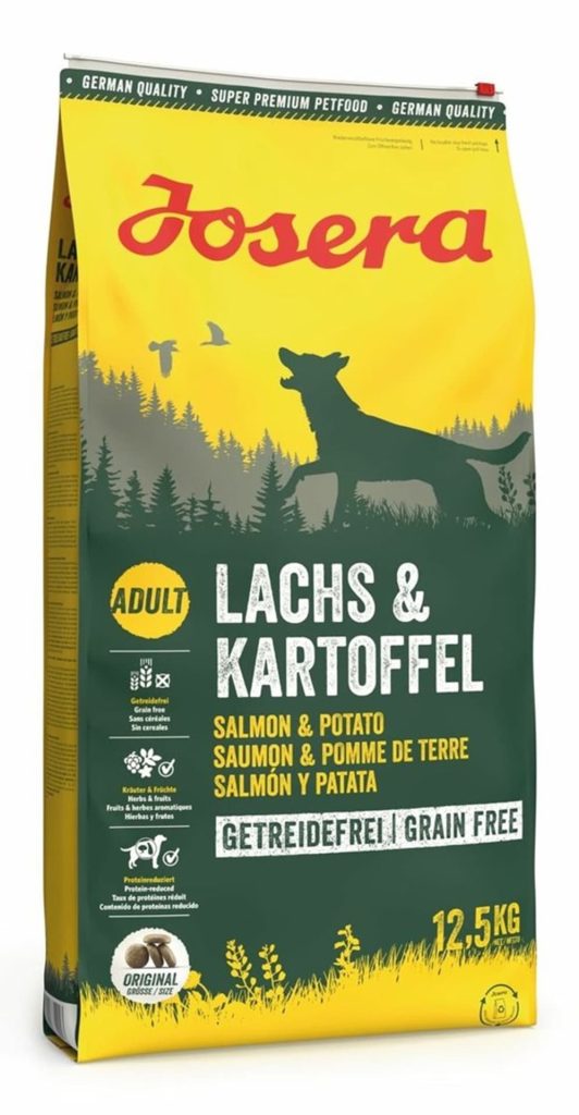שק מזון יבש לכלבים בוגרים Josera Grain Free – סלמון ותפוחי אדמה – 12.5 ק"ג